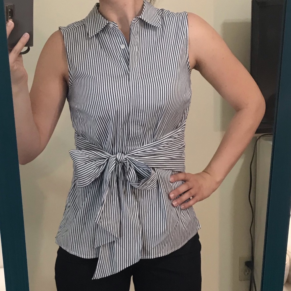 Alex Marie Black and White Striped Button Down Shirt